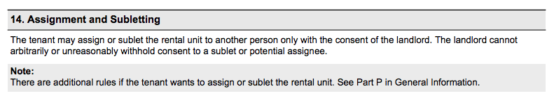 Ontario Standard Lease Section 14